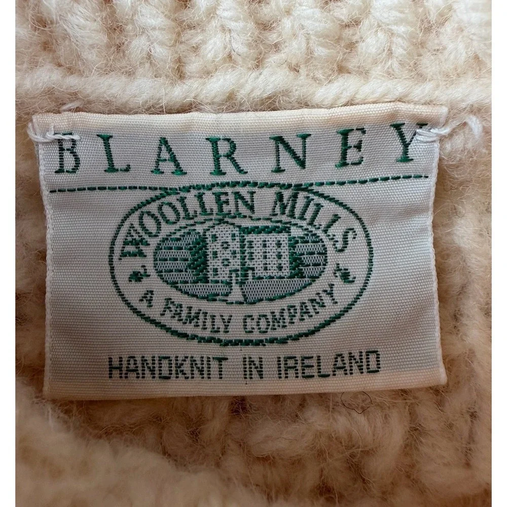 Blarney Woolen Mills Irish Hand Knit Wool Ivory‎ Youth Sweater